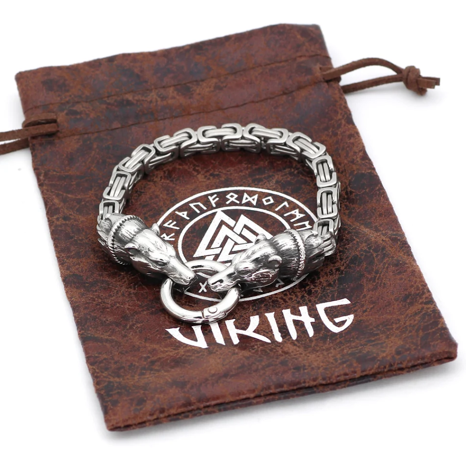 Bracelet Viking pour Homme en Acier Inoxydable Titane Long Ours Fait Main Ornement Dos Robuste et Élégant