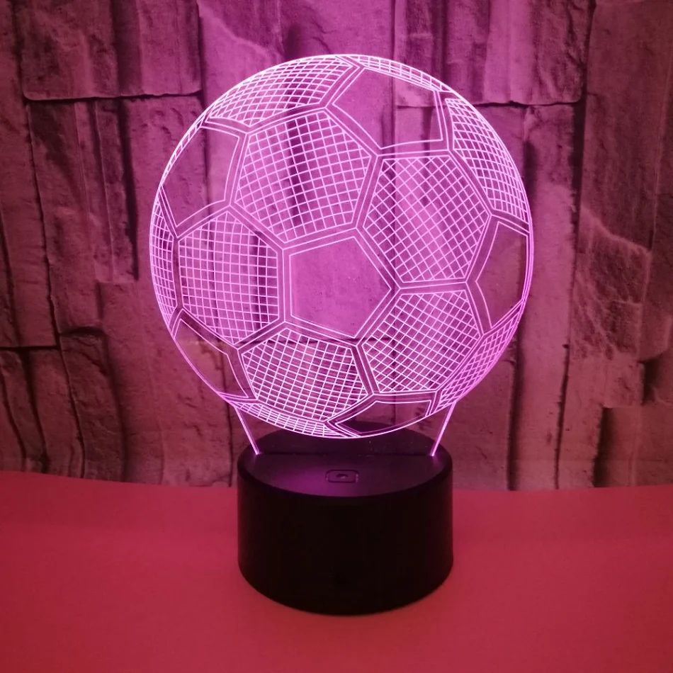 Šarena fudbalska lopta 3D kreativno vizuelno noćno svetlo idealno za dečije sobe, odličan poklon i dekoracija.
