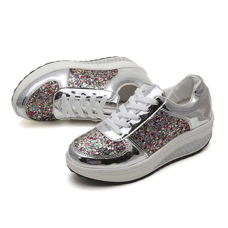 Air Cushion Rocking Schuhe Damen Glatte Oberfläche Erhöhen Freizeit Reise Laufen Komfort und Stil