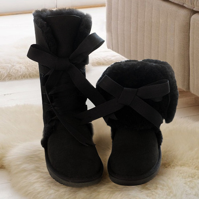 Title 3, Leather high tube fur snow boots for ultimate w...