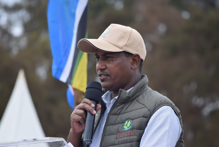 NEMA DG Boru Mamo speaks during the commemoration of world wetlands day at Ondiri swamp on February 2,2022