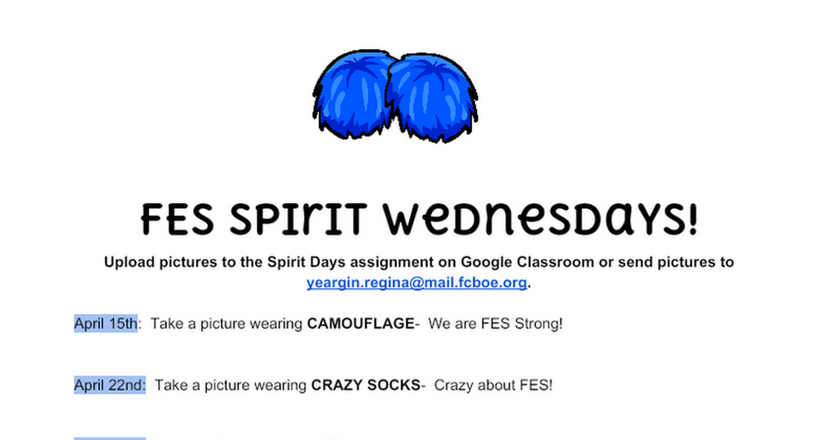 FES Spirit Wednesdays