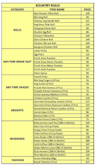 Kountry Rolls menu 1