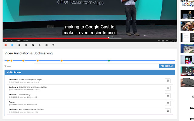 Video Annotation & Bookmarking chrome extension