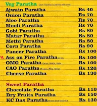 Yummy Paratha menu 1