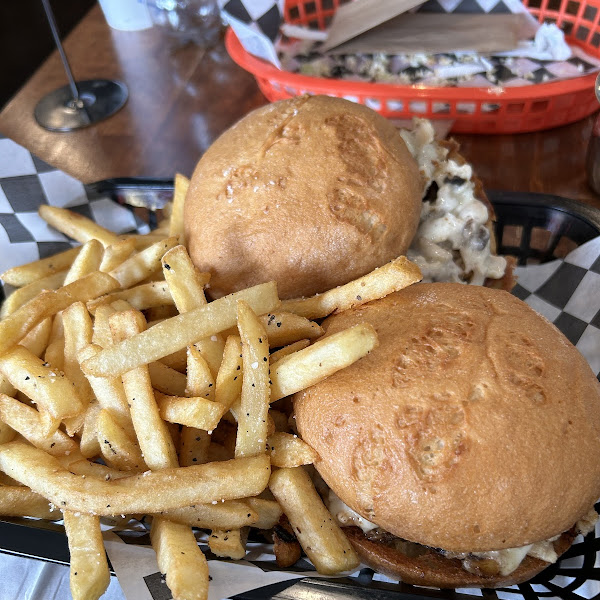 Chicken/cheese sandwich with fries