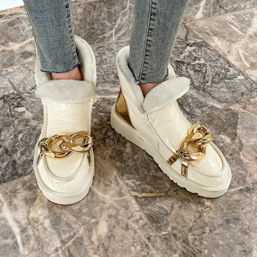 Title 5, Thickened Pure Wool Flat Snow Boots Non-slip Wa...