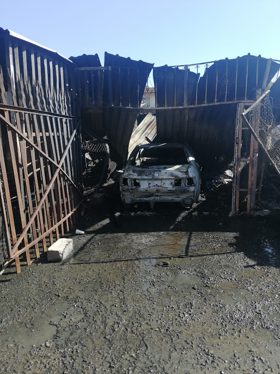 Stoffel Smit's car was destroyed by a fire alleged to have been started by a vagrant.