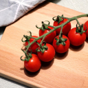 Bunch of round red cherry tomatoes