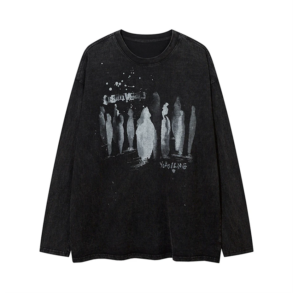 Heren T-shirt lange mouw Amerikaans model met print. Draagbaar en comfortabel, ideaal voor casual looks. Een stijlvolle toevoeging aan je garderobe.
