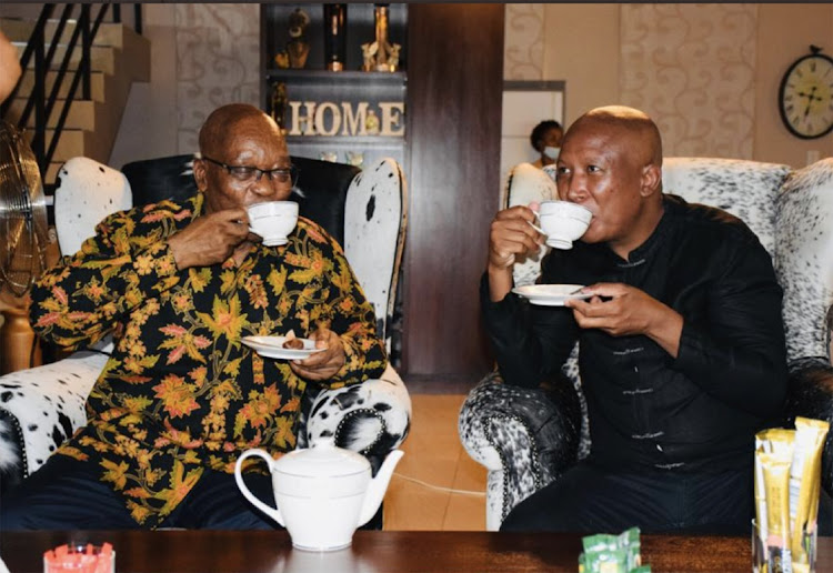 Jacob Zuma and Julius Malema tea party in Nkandla. The writer asks what storm is going to come out of the Nkandla teapot.