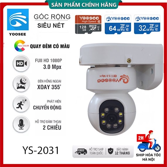 Camera Ip Yoosee Ys2031 3.0Mp - Fhd 1080P Cao Cấp, Quay Đêm Có Màu | Carecam 2.0Mpx