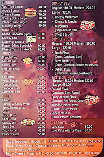 Spicy Table menu 