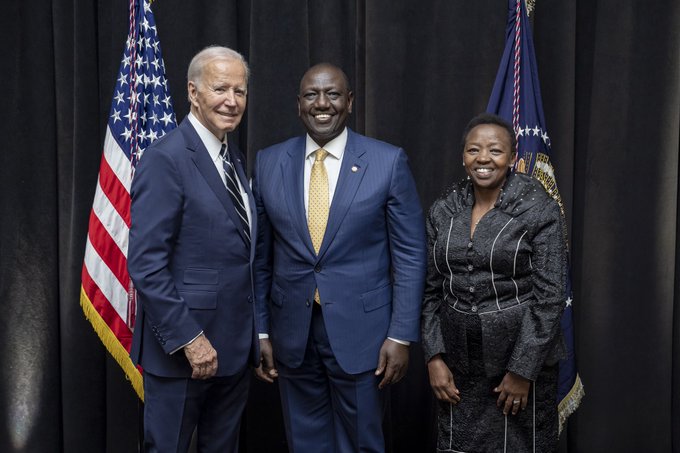 President William Ruto and his wife Mama Rachel Ruto with US President Joe Biden in New York on September 22, 2022.