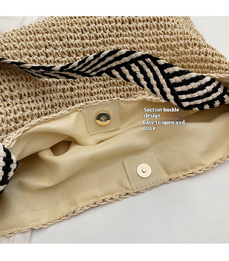 Title 6, Summer Large Capacity Straw Shoulder Bag for Wo...