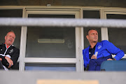 Goalkeeper-coach Hans Vonk and Andries Ulderink of Ajax Cape Town, in the stands during the National First Division match against Pretoria University FC at Athlone Stadium on December 5.