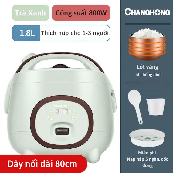 Nồi Cơm Điện Hãng Changhong Dung Tích 1.8L, Nồi Nấu Đa Năng, Nấu Cháo Phù Hợp 4 - 6 Người Ăn