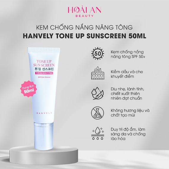 Kem Chống Nắng Nâng Tông Hanvely Tone Up Sunscreen 50Ml