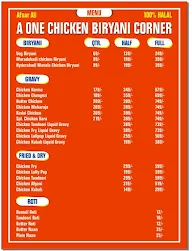 A - One Chicken Biryani Corner menu 1