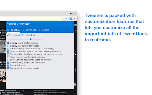 separator picker Tweeten packed with customization features customize important TweetDeck. real-time. 