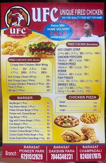 UFC - Unique Fried Chicken menu 