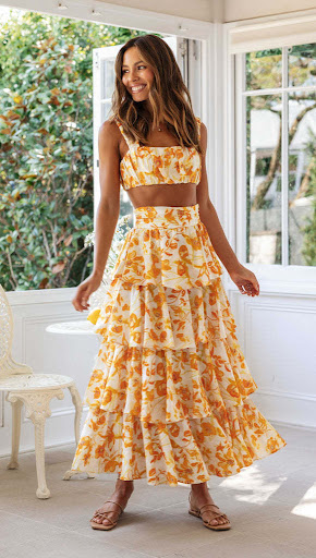 Title 4, Womens Stitching Printing Long Dress Suit