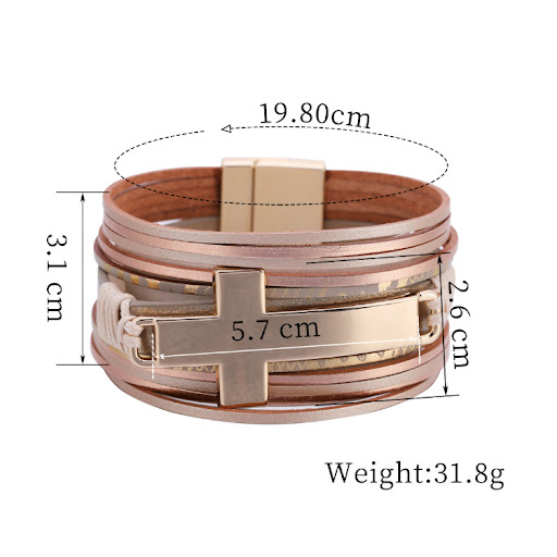 Title 2, Personalized Cross Magnetic Buckle Bracelet A u...