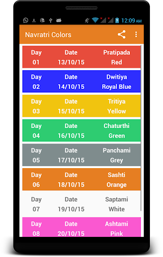 Navratri 9 Day Colors - 2015