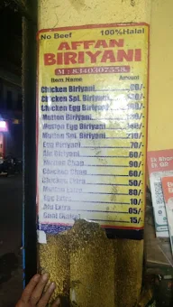 Haji Affan Biriyani menu 1