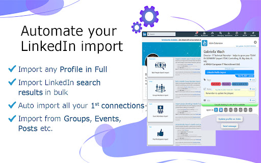 Automate your LinkedIn import Import Profile Import LinkedIn search results import Import from Groups, Events, Posts 