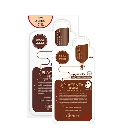 Hộp 10 miếng Mặt nạ nhau thai cừu giúp phục hồi da Mediheal Placenta Revital Essential Mask EX