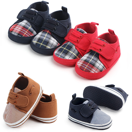 Title 4, 0-1 Year Old Velcro Plaid Soft Bottom Comfortab...