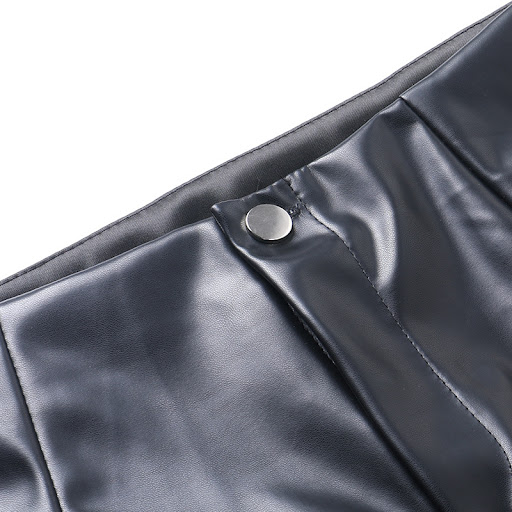 Title 2, Black Printed High-Waisted Wide-Leg Leather Pan...