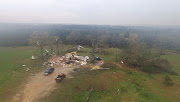 A destroyed house is seen in Chilton County, Alabama, US, March 17, 2021 in this still image obtained from a social media video. 