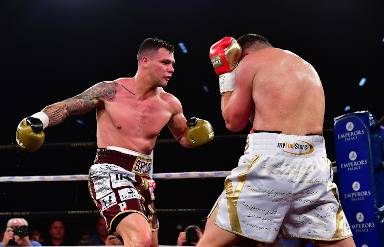 Arthur Mann vs Kevin Lerena IBO cruiser weight title fight during the No Mercy Box & Dine event at Emperors Palace on March 16, 2019 in Johannesburg, South Africa.