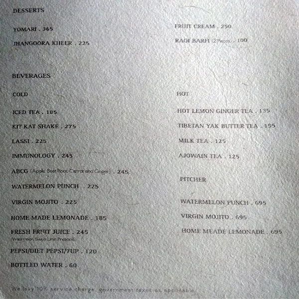 Yeti - The Himalayan Kitchen menu 