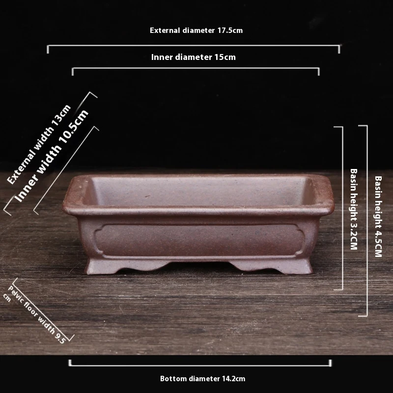 Maceta rectangular cuadrada creativa de arcilla púrpura, ideal para flores y plantas. Diseño moderno, duradera y embellece cualquier espacio.