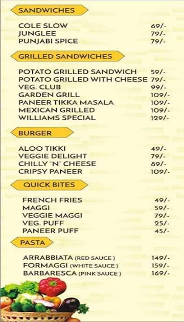 Williams Fnb menu 