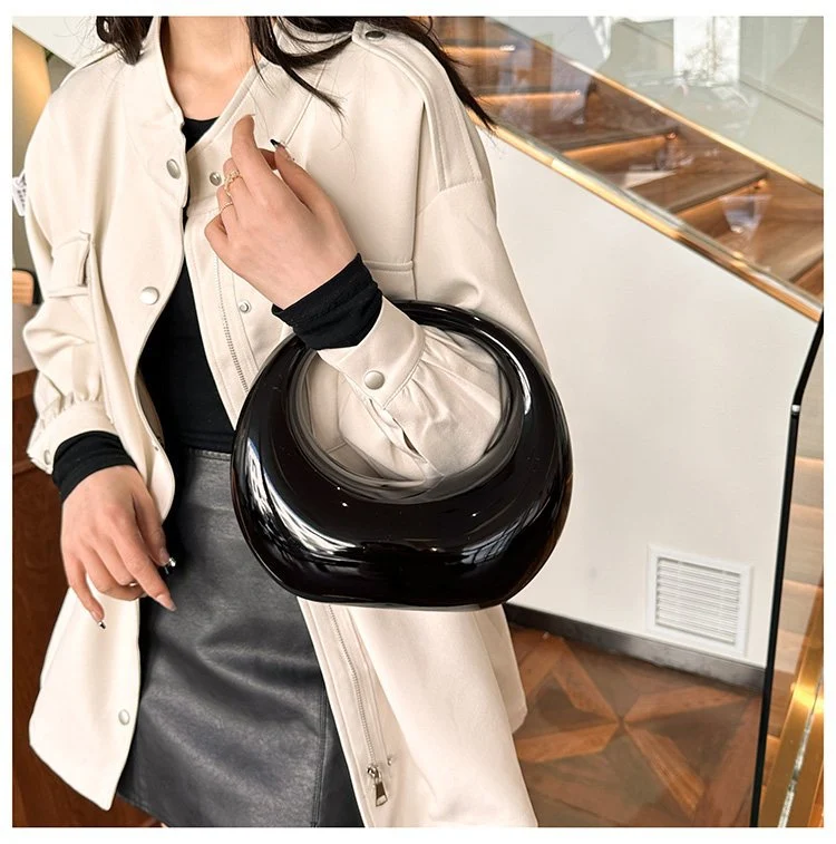 Borsa a Mano in Acrilico Luna Borsa da Cena a Tracolla Design Elegante e Moderno Perfetta per Serate Speciali Versatile e Chic