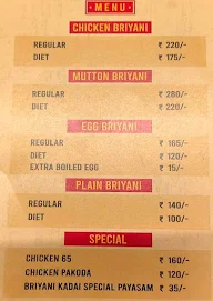 Briyani Kadai menu 1