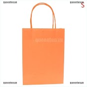 Solid Color Paper Party Bags Kraft Bag With Handles Recyclable Birthday Gift Bag Quvn