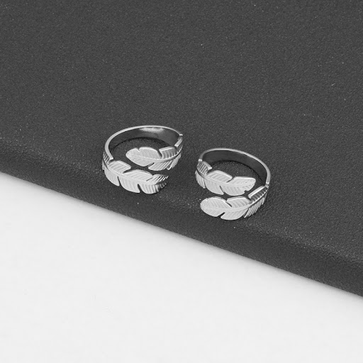 Title 3, Fashion Titanium Steel Feather Open Ring Adjust...