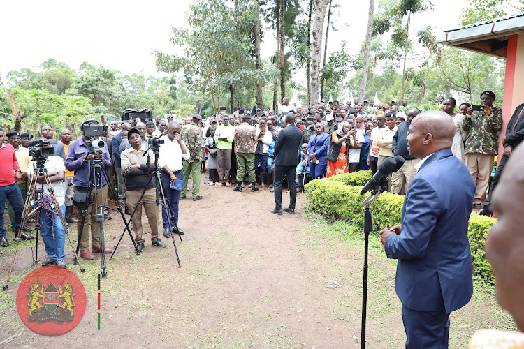 Interior CS Kithure Kindiki speaking in Buttik area in Kericho County on March 25, 2024.