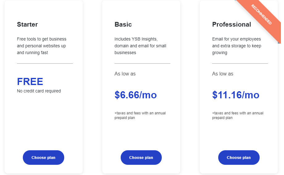 Screenshot of Yahoo Web Building plans