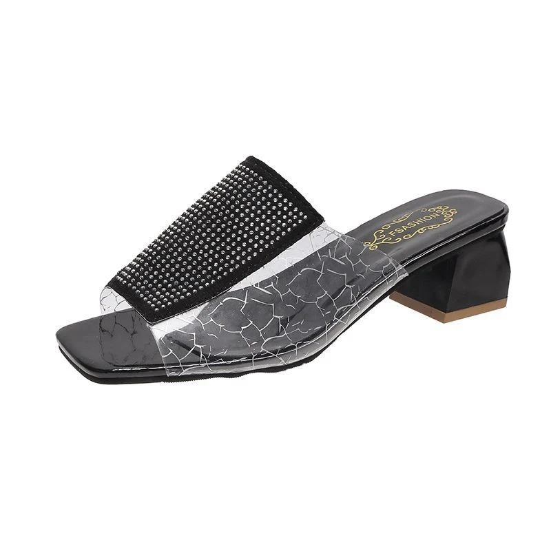 Rhinestone gumene casual papuče, ravnog đona, u obliku jedne tačke, sa visokom potpeticom za modu i udobnost.