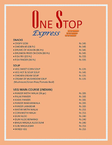 One Stop menu 