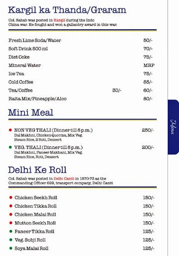 Colonel's Kababz menu 