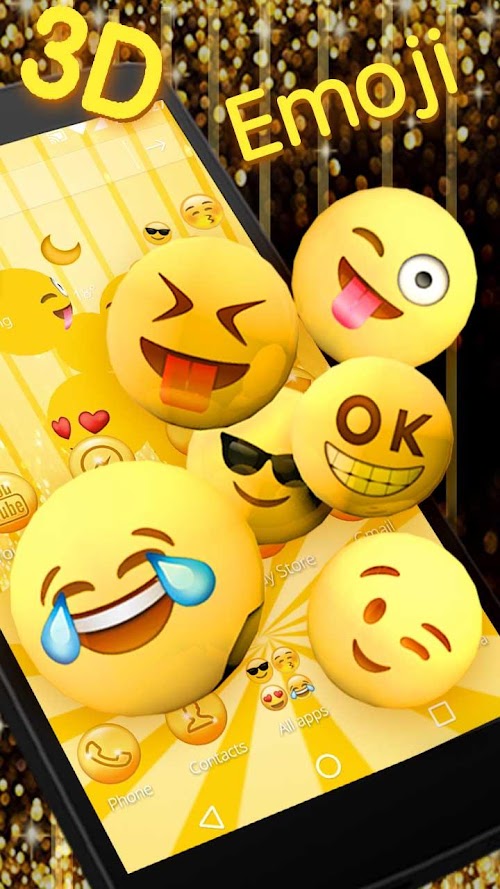 Android application 3D emoji happy joyous launcher theme screenshort