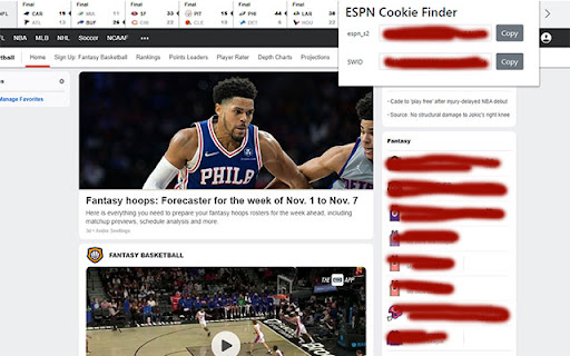 ESPN Cookie Finder