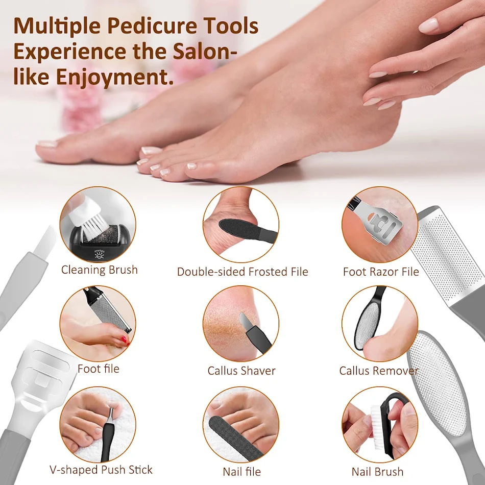 2-in-1 Elektrische Voetvijl Set voor Zachte Voeten. Verwijdert Gemakkelijk Eelt en Dode Huidcellen. Professionele Pedicure Thuis. Verzorgde voeten!